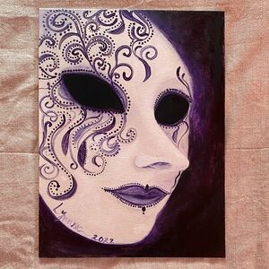 Oil on canvas “Mascara monocromatica carnavalesca”